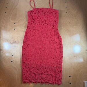 Express Coral Red Lace Spaghetti Strap Bodycon Dress Size 4